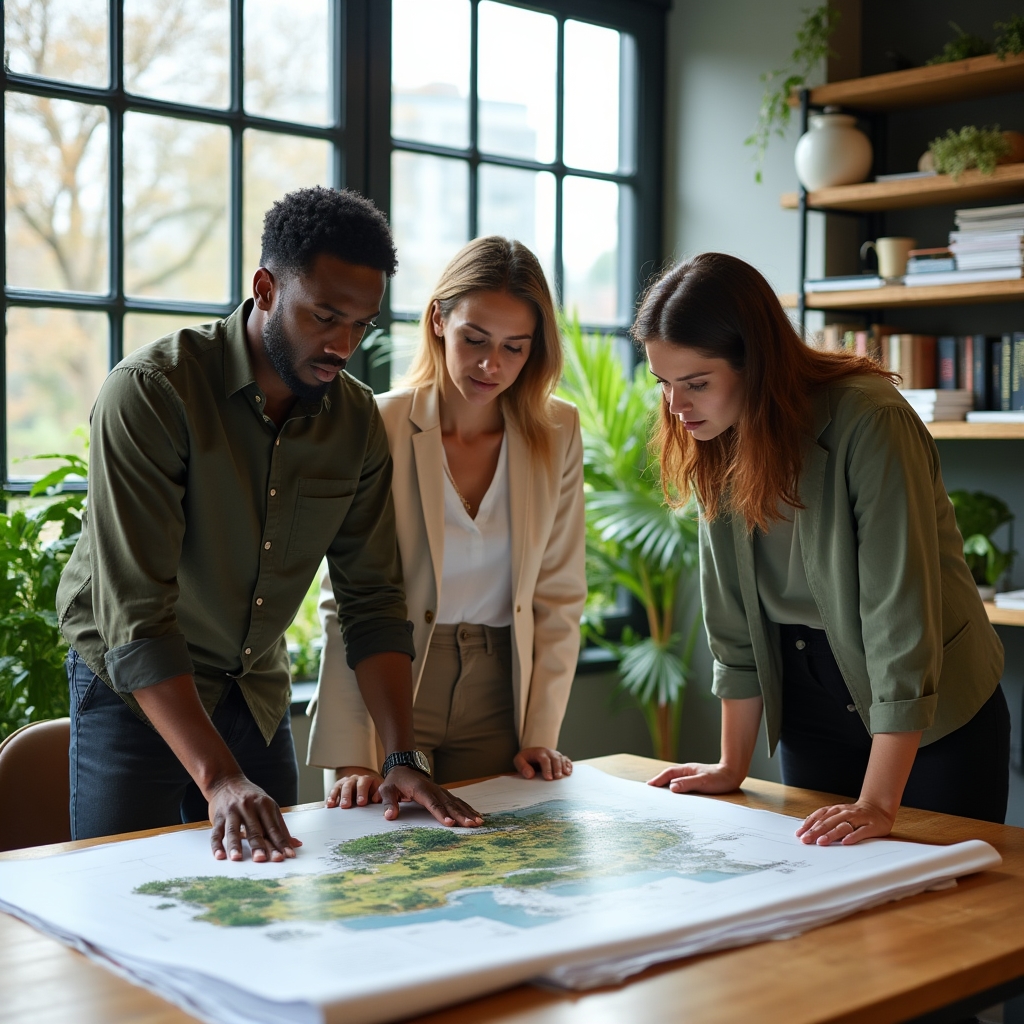 Equipo de consultoría de MarenqixLab trabajando en diseño de proyecto de xerojardinería